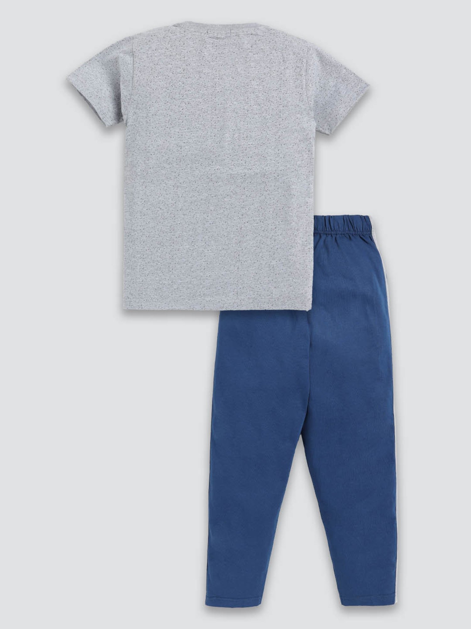 Todd N Teen Kids Grey & Royal Blue Printed T-Shirt with Trackpants