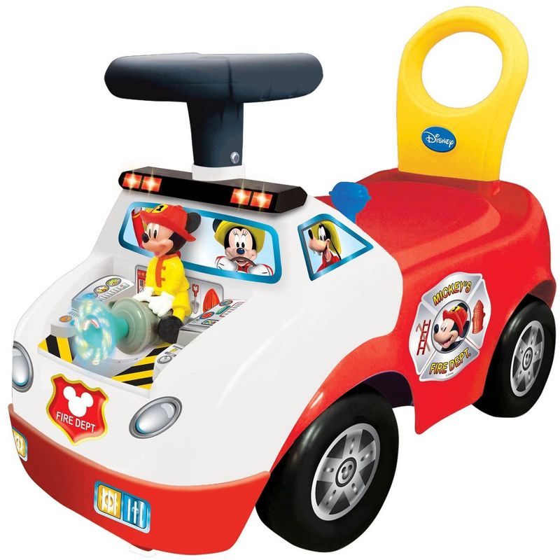 Kiddieland Disney Mickey Mouse Fire Truck Activity Interactive Ride On Car, Red