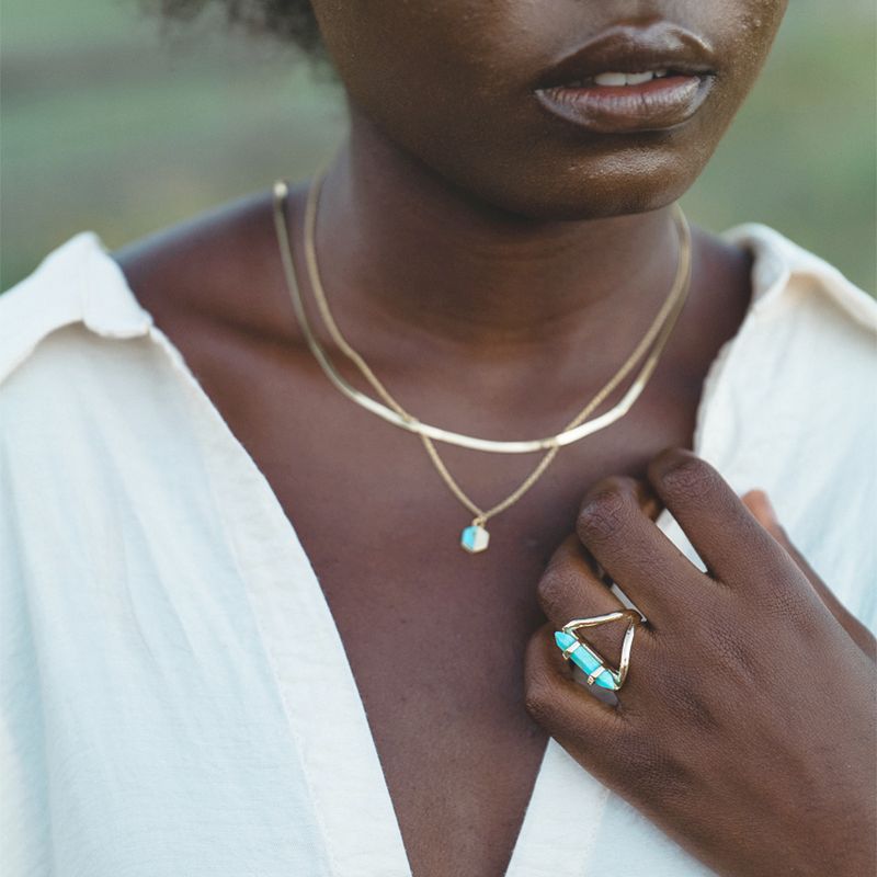 Women's Zirconite Necklace with 1mm Cubic Zirconia Triangle in Sterling Silver - Rhodium