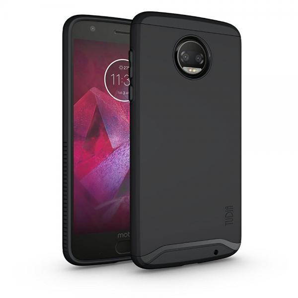 Moto Z2 Force Case, TUDIA Slim-Fit HEAVY DUTY [MERGE] EXTREME Protection / Rugged but Slim Dual Layer Case for Motorola Moto Z Force (2nd Generation), Moto Z2 Force Droid Edition (Matte Black)