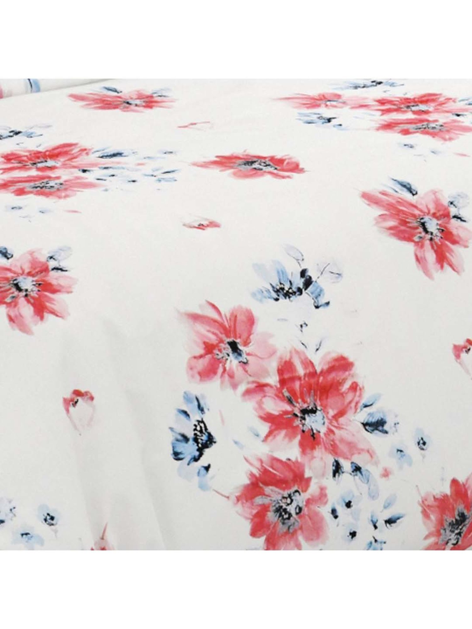 Ariana White & Red Cotton 400 TC Double Bedsheet With 2 Pillow Cover