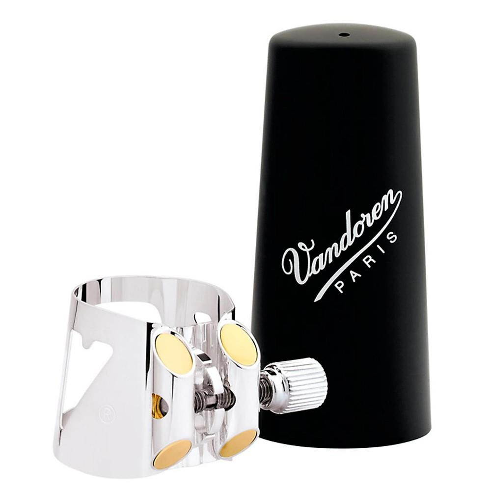 vandoren lc01p optimum ligature and plastic cap for bb clarinet silver plated with 3 interchangeable pressure plates