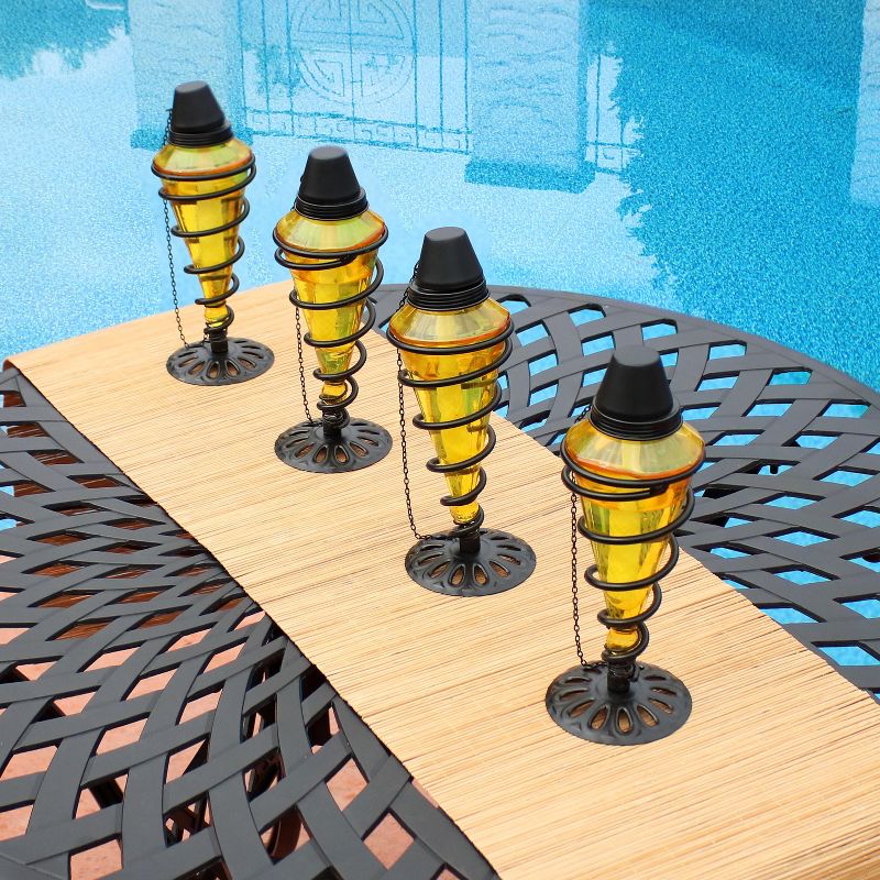 5.5" Petite Lantern Metal Table Torch Black - TIKI