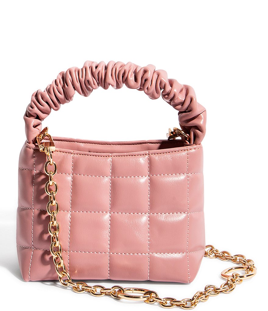 House of Want We Brunch Pebble Quilted Ruched Mini Vegan Leather Tote Bag