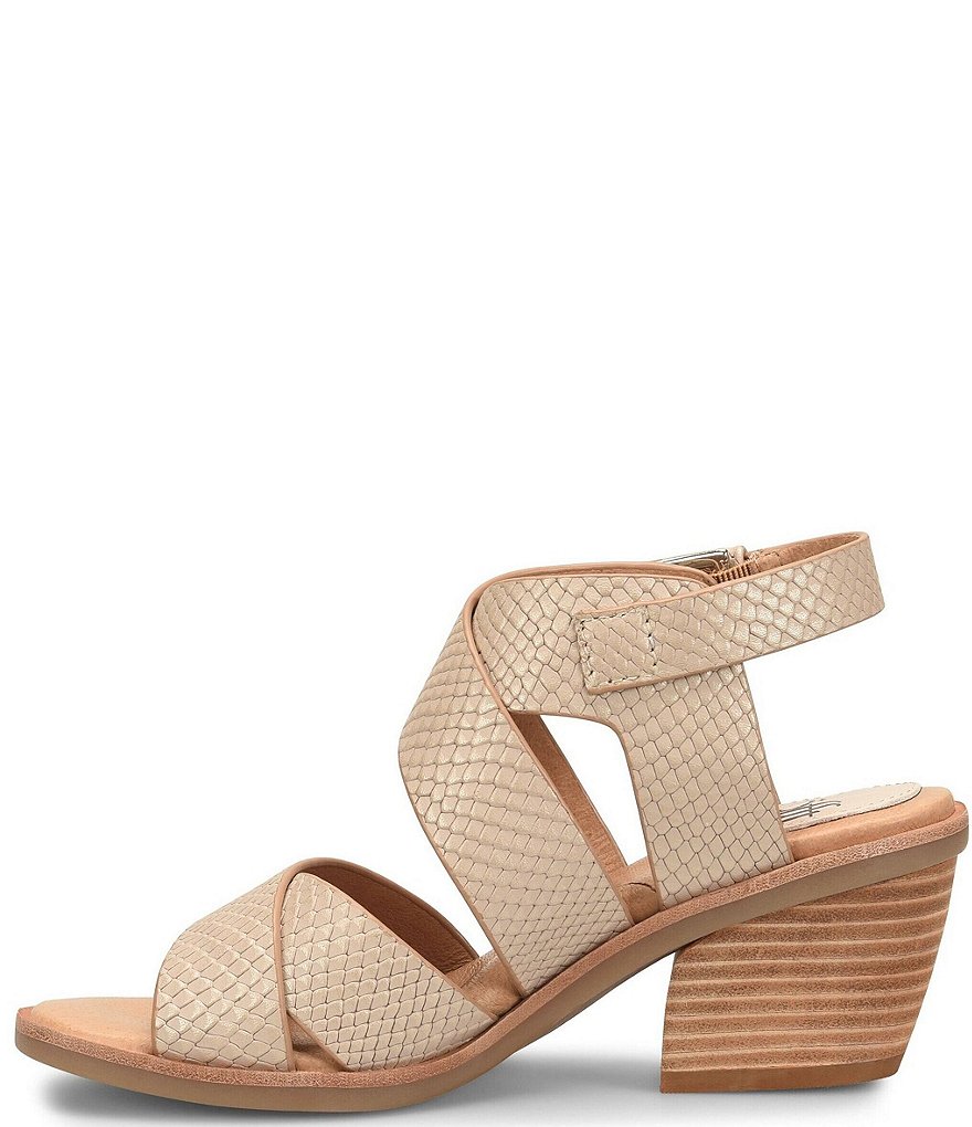 Sofft Pesha Snake Print Leather Block Heel Sandals