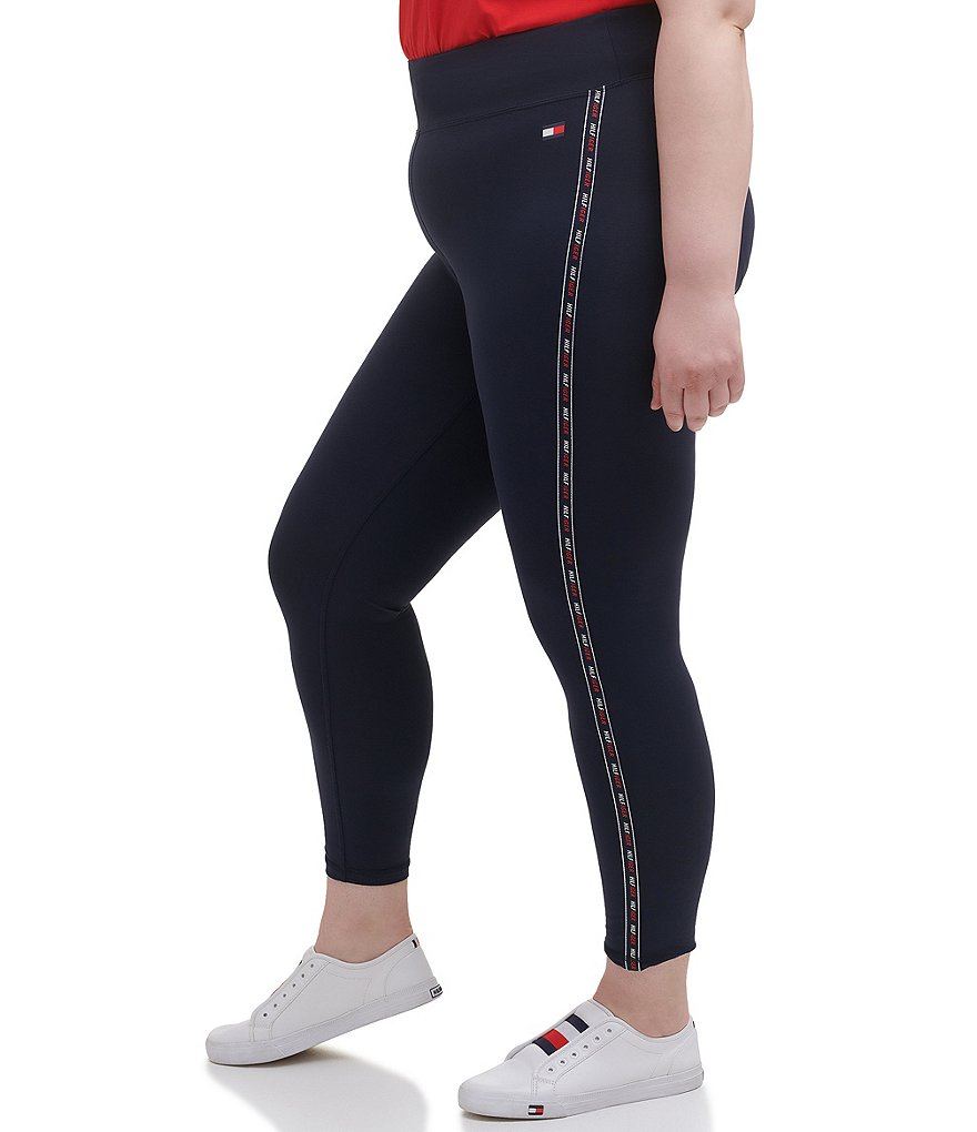 Intro Plus Size Splash Tie Dye Loop Strap Hem Detail 7/8 Ankle Pull-On Leggings