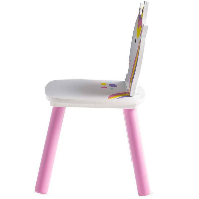 HearthSong Kids' Rainbow Unicorn Table and Two Chairs Playroom Furniture Set