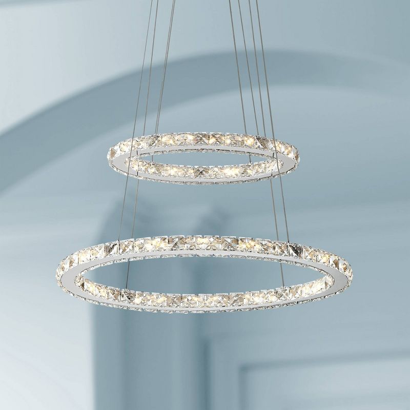 Glenna 23 3/4" Wide Chrome 2-Ring LED Pendant Light