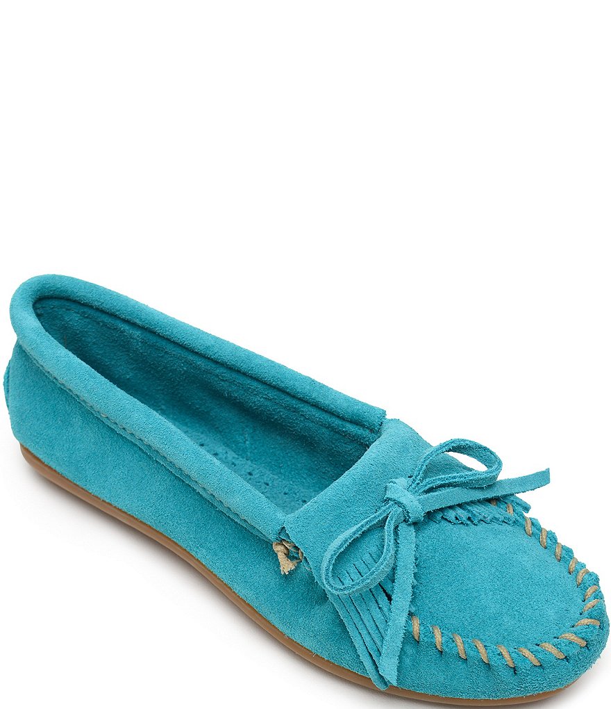 Minnetonka Kilty Suede Fringe Moccasins