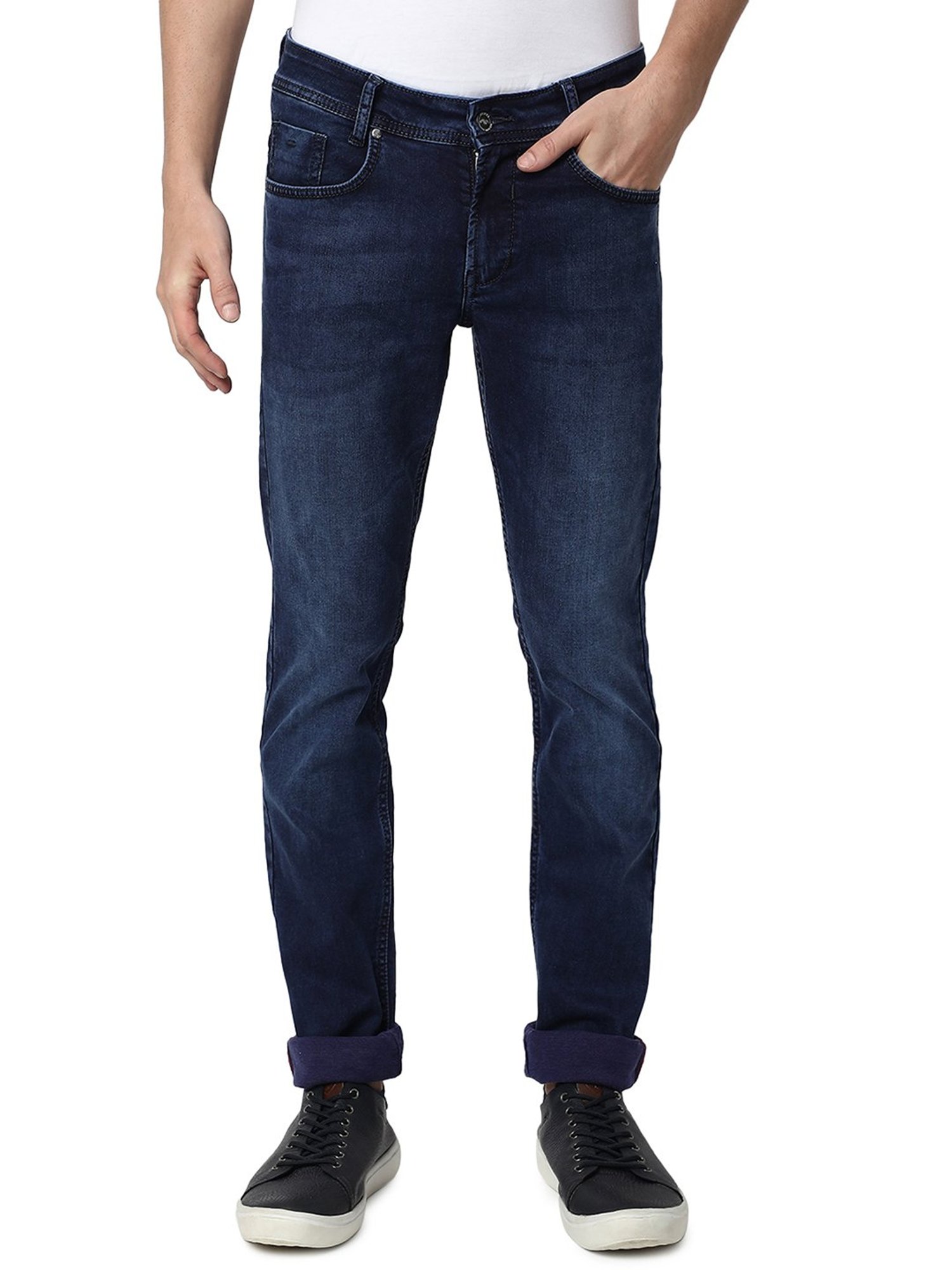 Mufti Dark Blue Super Slim Fit Lightly Washed Jeans