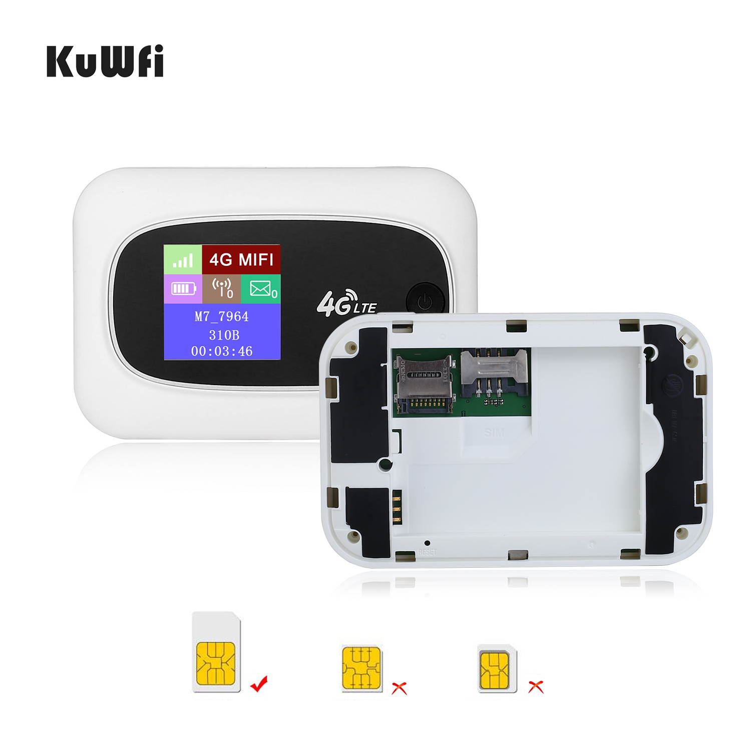 KuWFi 4G LTE Mobile WiFi Hotspot Travel Router Partner Wireless SIM Routers with SD SIM Card Slot Support LTE FDD/TDD Work for USA/CA/MX Europe Africa Asia Oceania Almost Universal