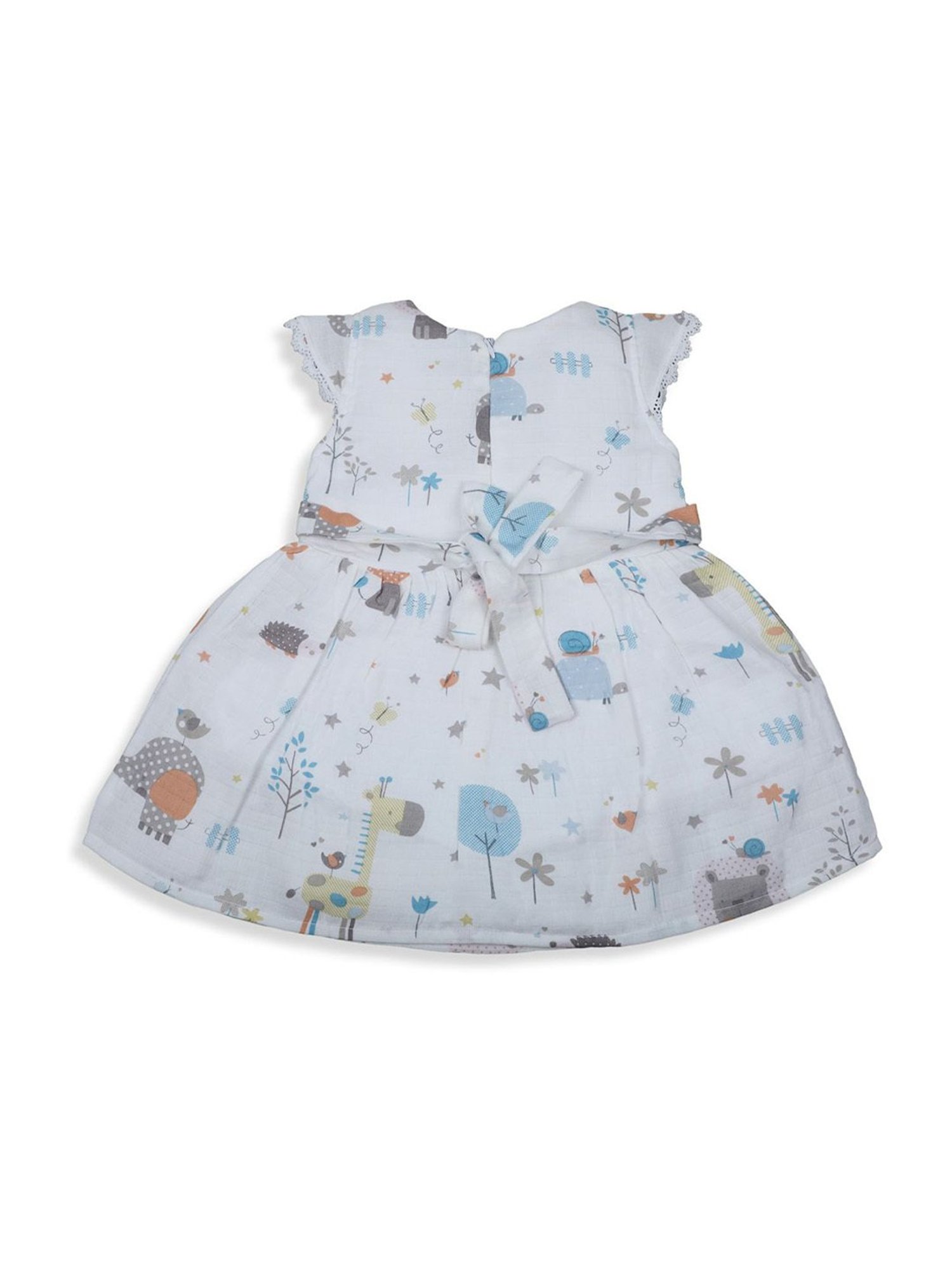 Baby Moo Kids White & Yellow Printed Dress