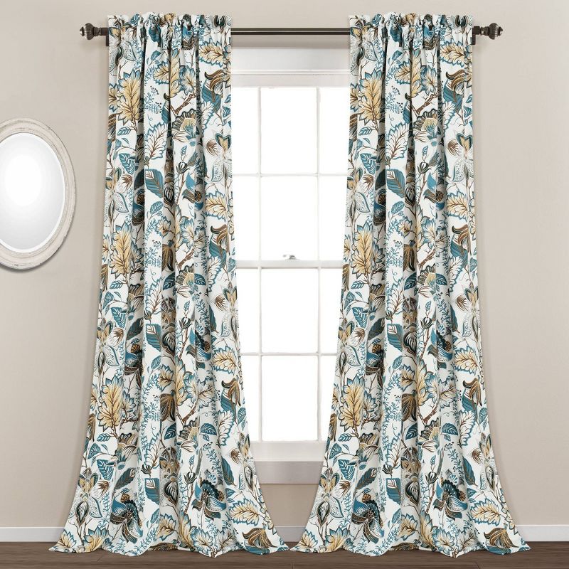 Set of 2 Cynthia Jacobean Window Curtain Panels - Lush D'ecor