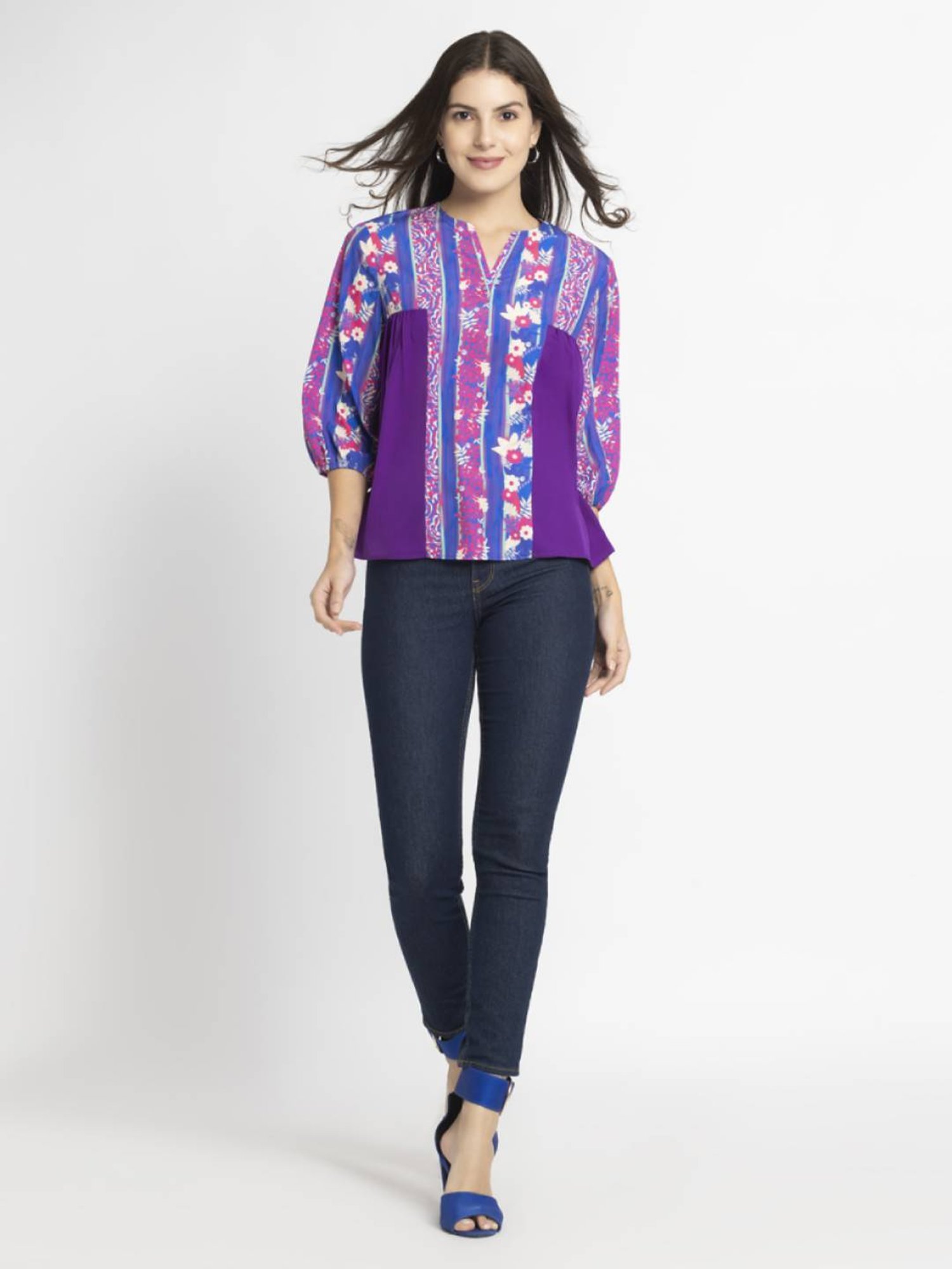 SHAYE Purple Printed Top