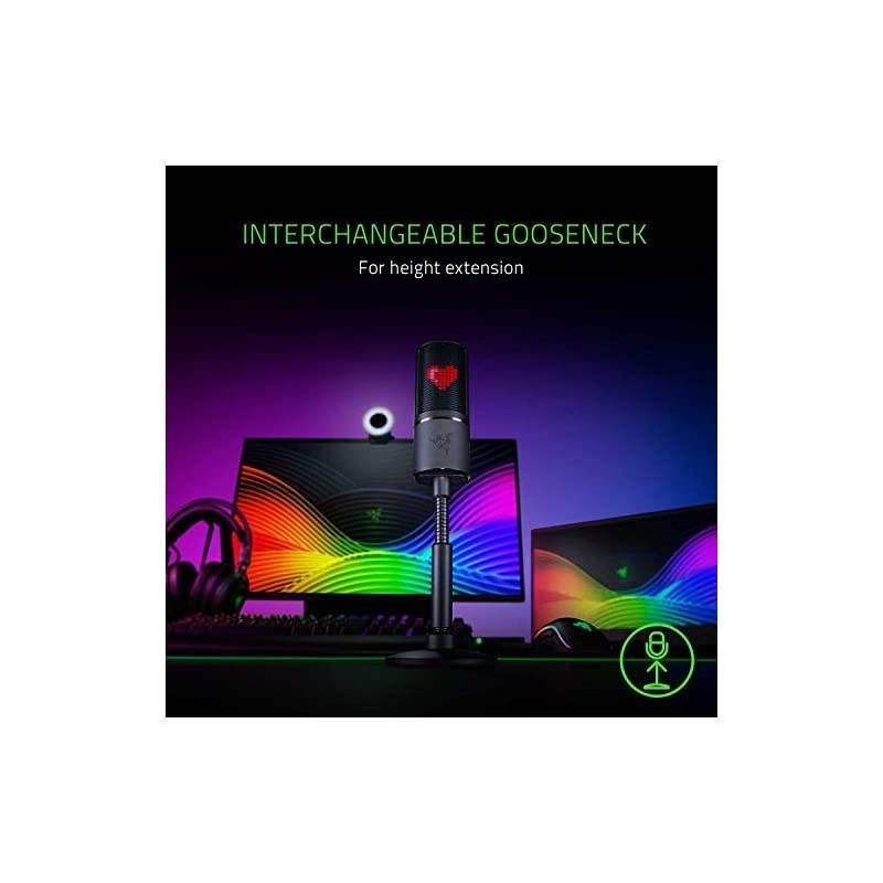 Seiren Emote Streaming Microphone: 8-bit Emoticon LED Display, Stream Reactive Emoticons, Hypercardioid Condenser Mic, Built-in Shock Mount, Height & Angle Adjustable Stand, Classic Black