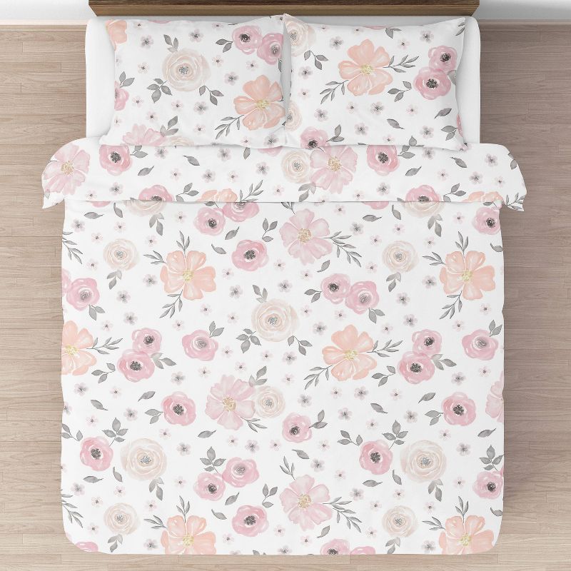 3pc Watercolor Floral Queen Bedding - Sweet Jojo Designs