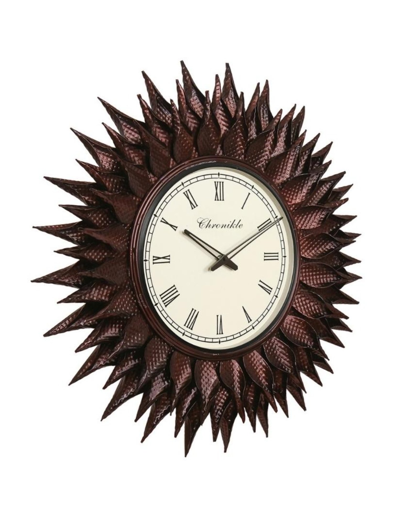 CHRONIKLE Sun Burst Style Black and Pink Iron Roman Number Analog Wall Clock
