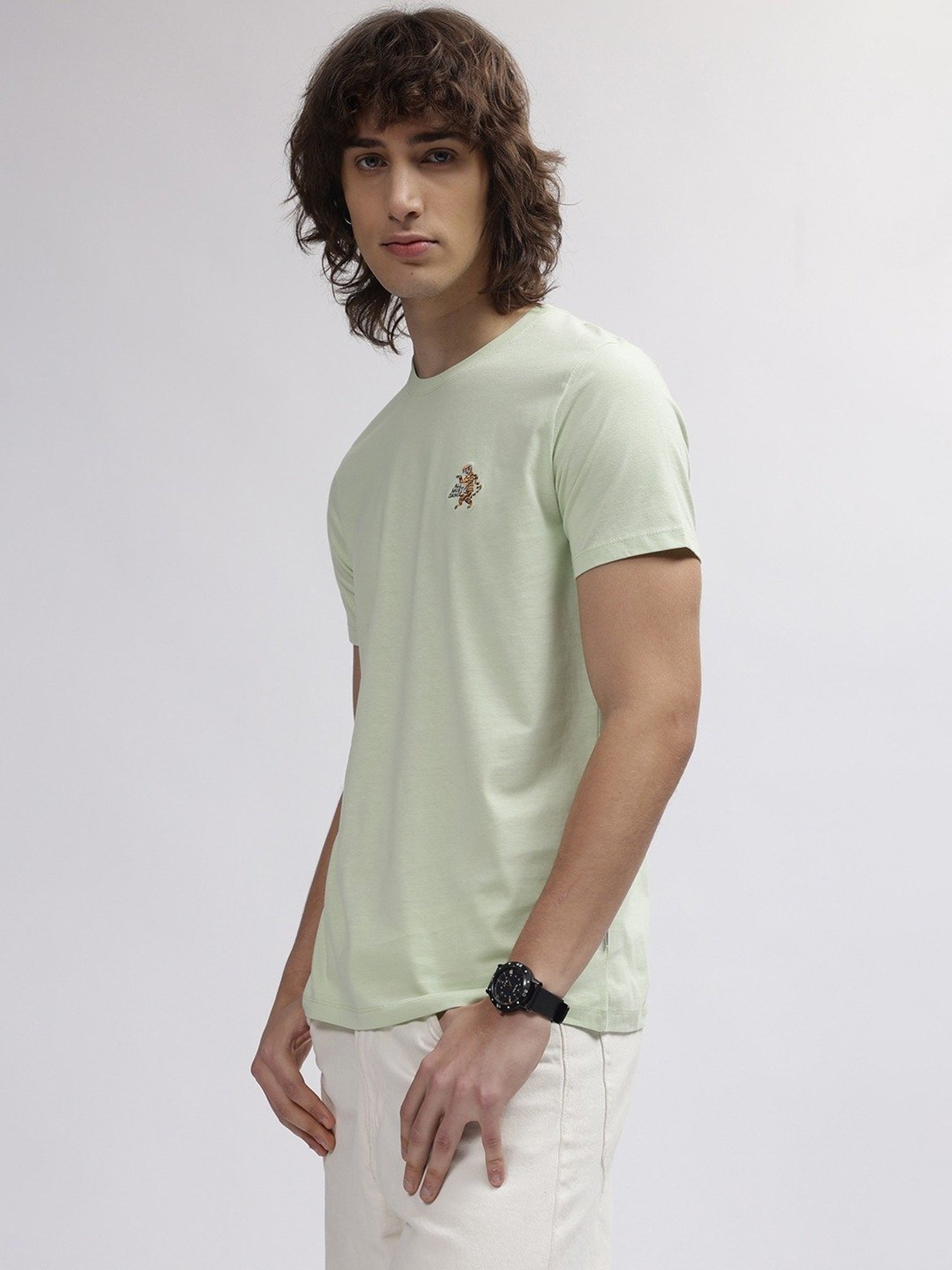 Lindbergh Green Cotton Regular Fit T-Shirt