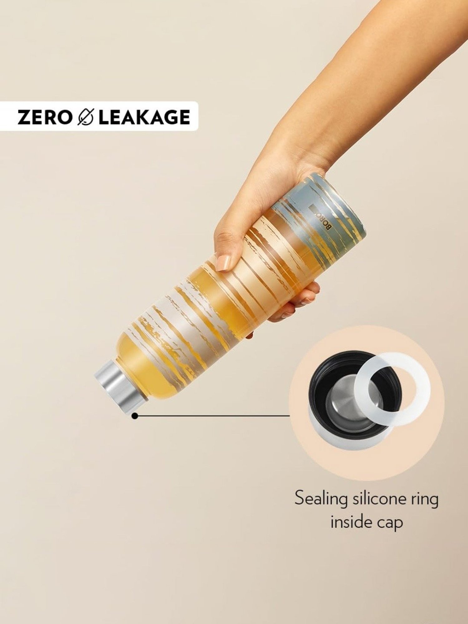 Borosil Water Bottle with Fridge Safe & Leakproof Set of 2 (Transparent, 1000 ml)