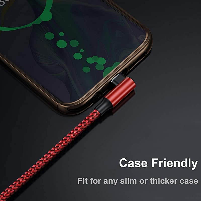 Micro USB Cable 90 Degree Right Angle 3 Pack 10FT Fast Charging Cable Quick Charger  High Speed Android Charging Cords for Galaxy S7 S6 J8 J7 Note 5KindleLGPS4Camera Red