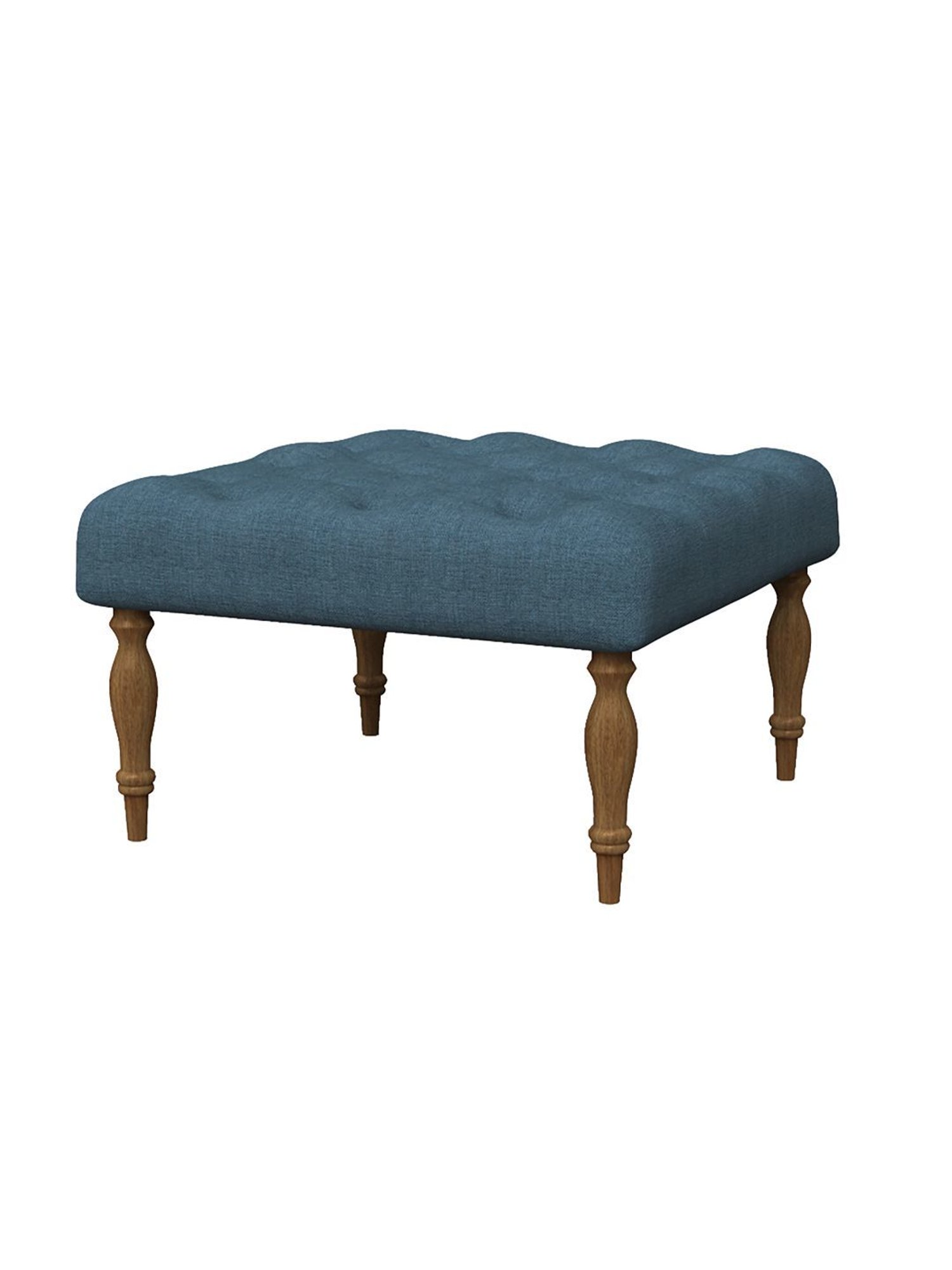 Chumbak Sailor Blue Sheesham Wood English Ottoman