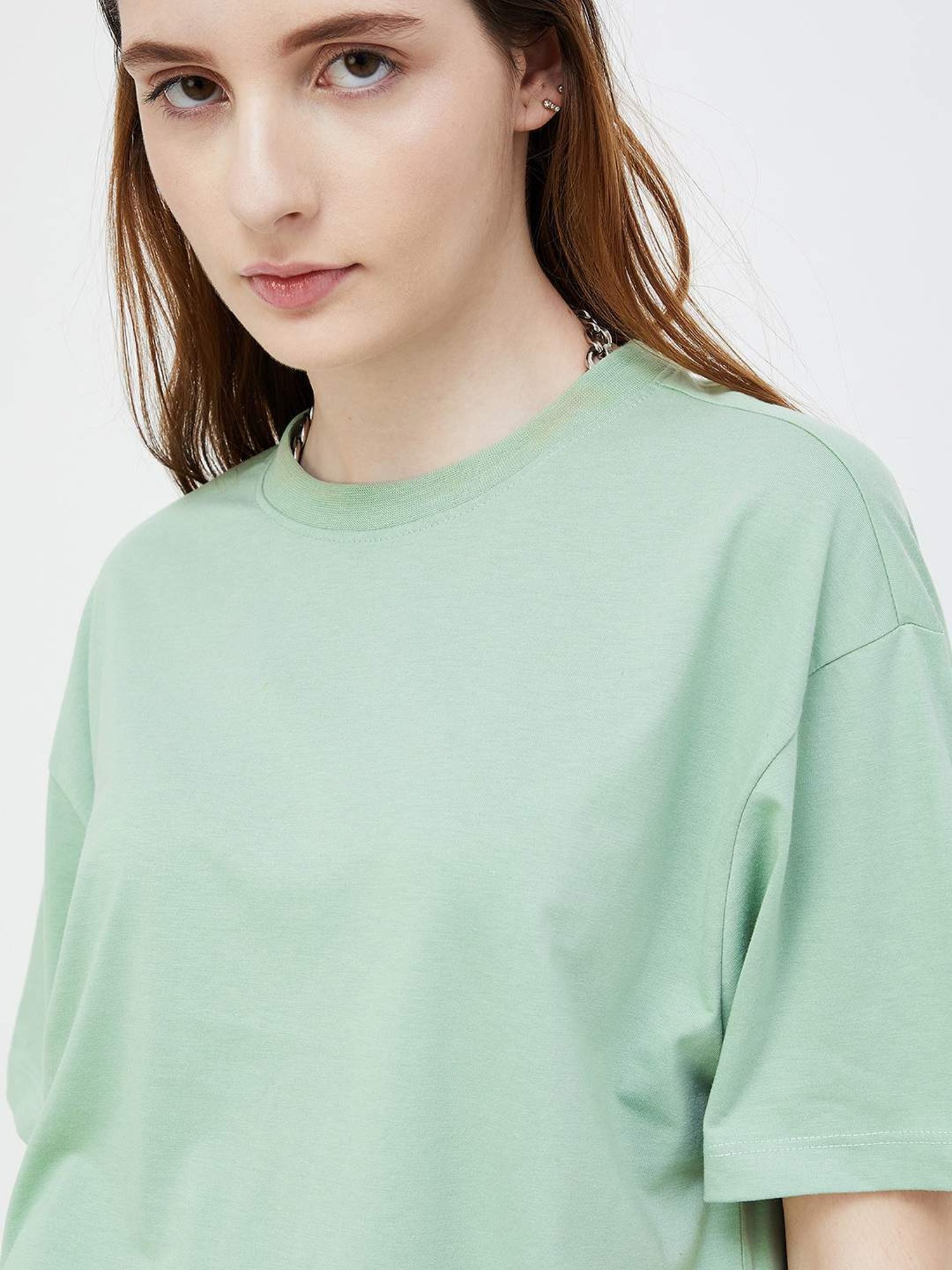Ginger by Lifestyle Sage Green Regular Fit T-Shirt
