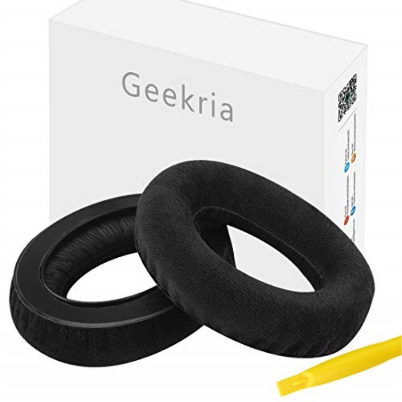 Geekria Comfort Velour Replacement Ear Pads for Sennheiser HD525, HD535, HD545, HD565, HD580, HD600, HD650 Headphones Earpads, Headset Ear Cushion Repair Parts (Black)