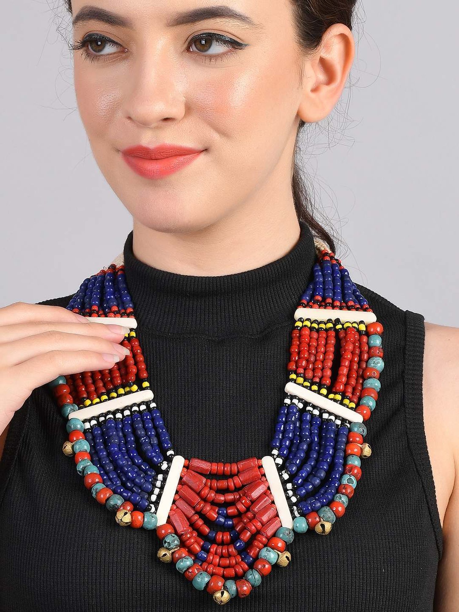 Imli Street Multicolor Vintage Naga Beaded Tribal Necklace