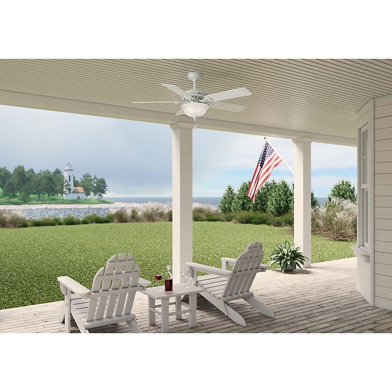 52" LED Beachcomber Damp Rated Ceiling Fan (Includes Energy Efficient Light Bulb) White - Hunter