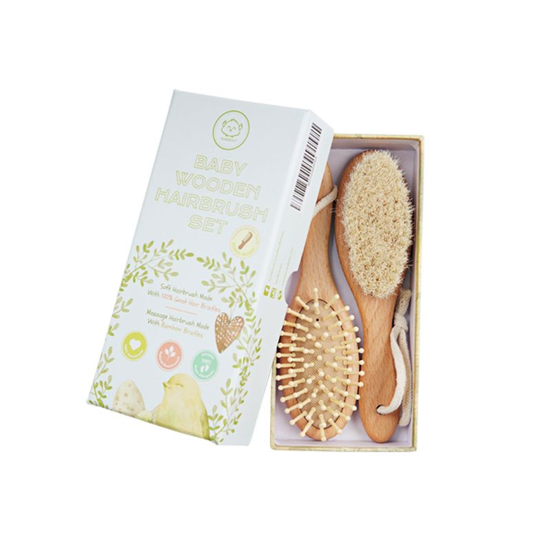 KeaBabies Baby Hair Brush and Comb 3-Piece Set for Newborn, Beige