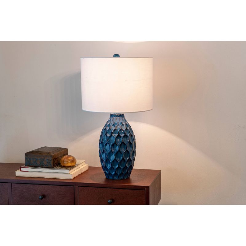 24.5" Tamara Faceted Ceramic Table Lamp - Dark Blue - Decor Therapy