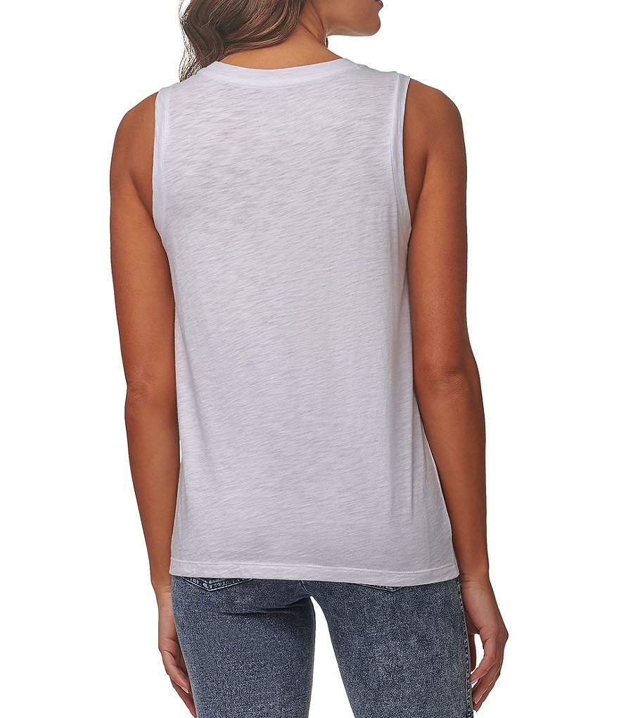 J.McLaughlin Durham Sleeveless Ruffle V-Neck Denim Blouse