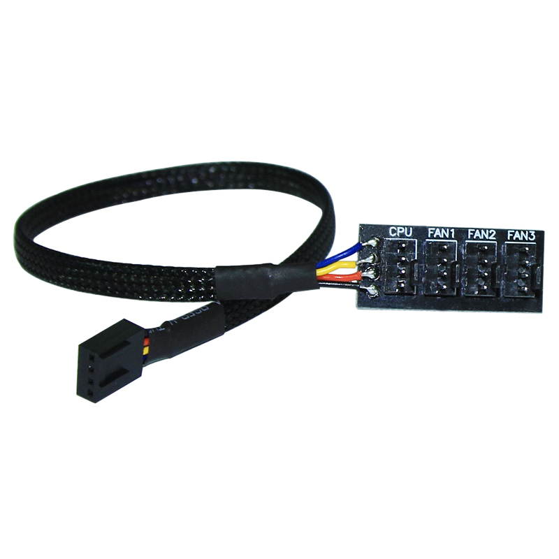 Black Sleeved Jacket 30cm 1 to 4 4-pins Molex TX4 PWM CPU Cooler / Case / Chasis Cooling Fan Power Cable Hub Splitter Adapter