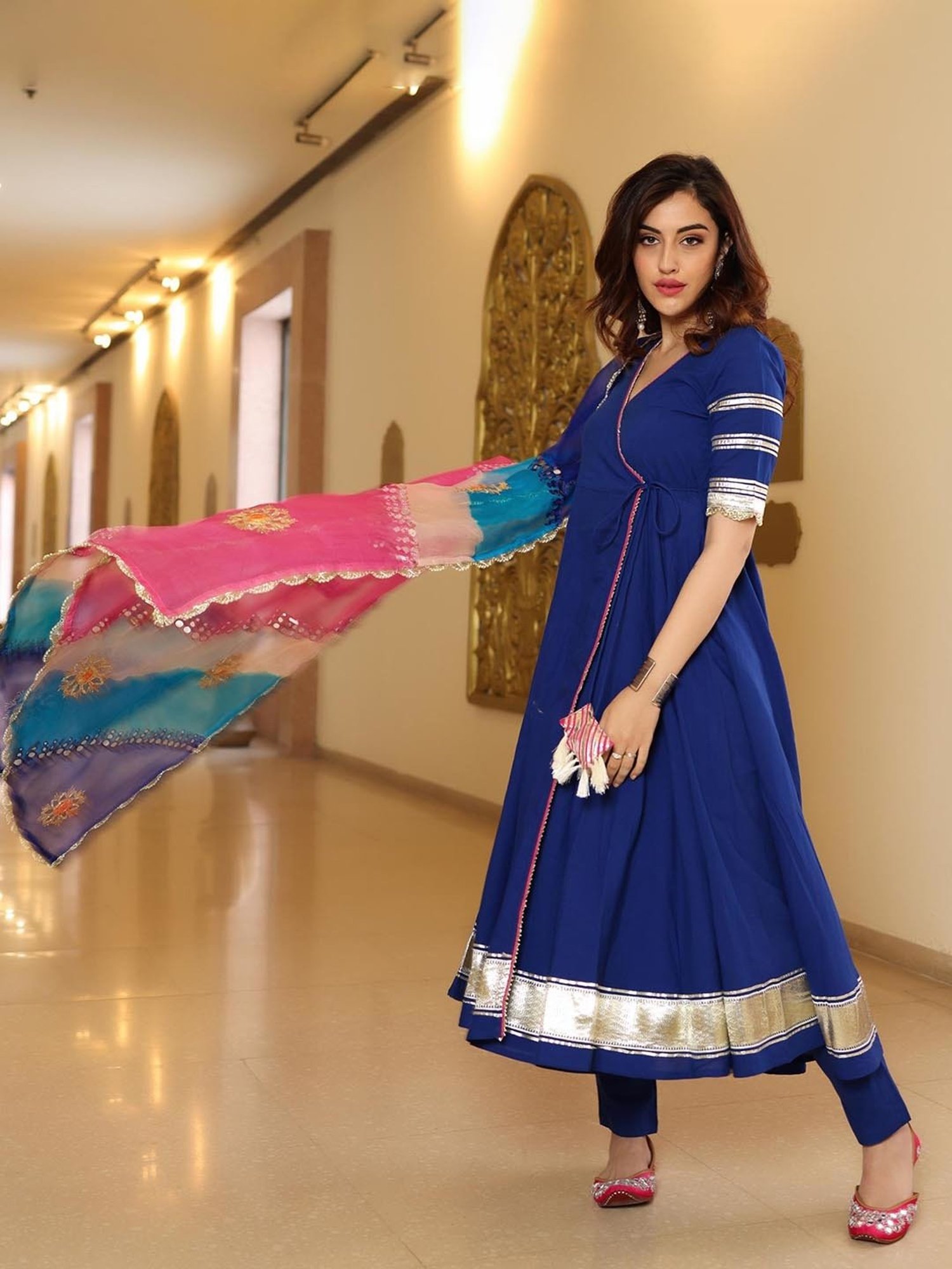 AACHHO Ture Navy Gotapatti Suit Set