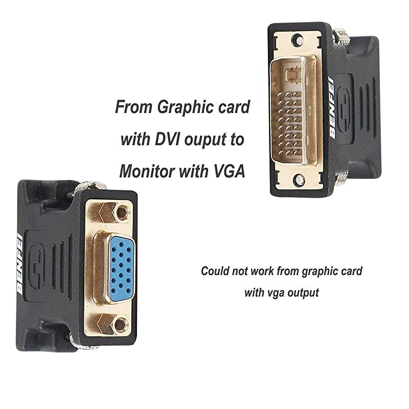 DVII to VGA Adapter  2 Pack DVI 24+5 to VGA Male to Female Adapter with Gold Plated Cord