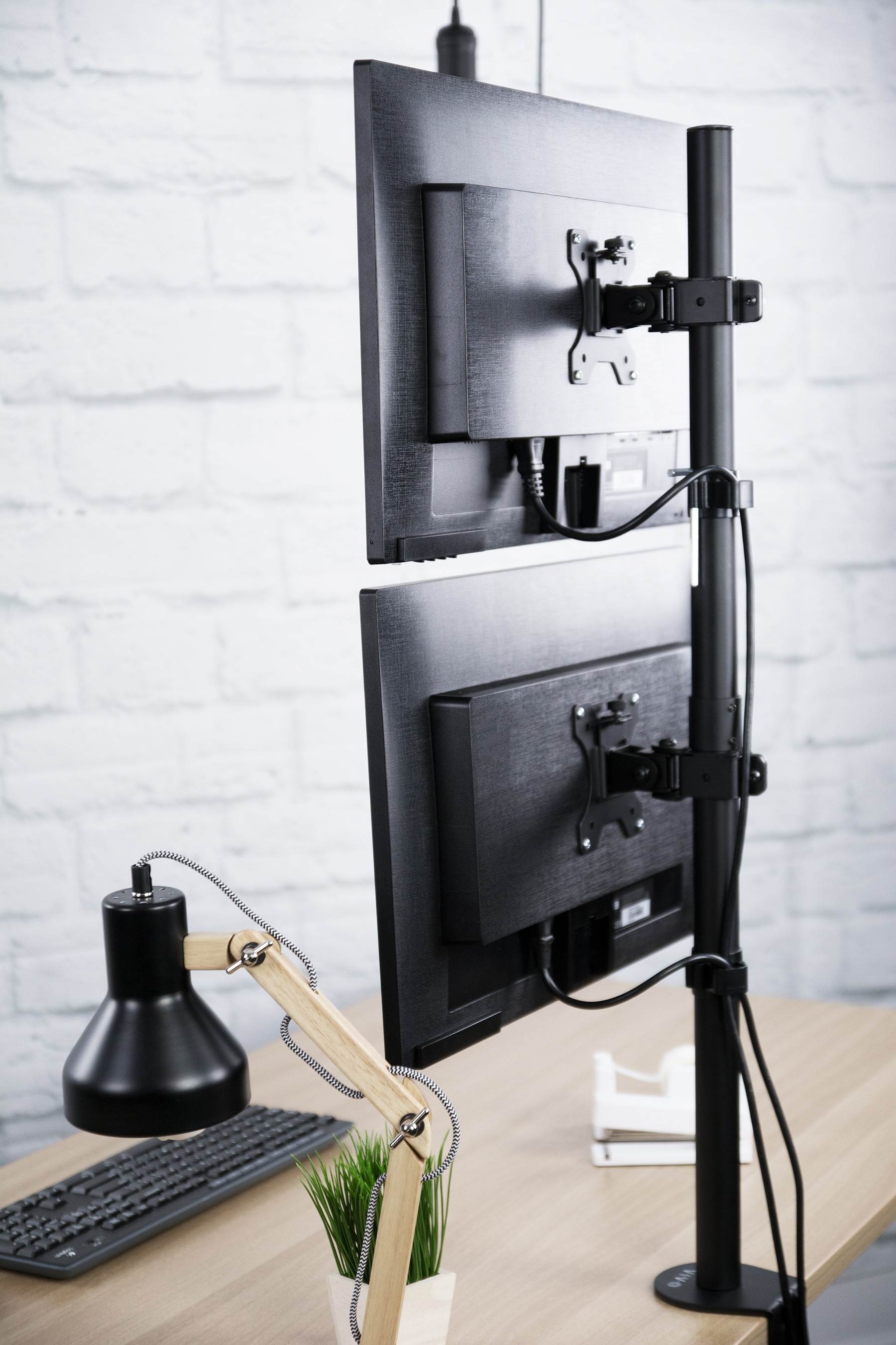 VIVO Dual LCD Monitor Desk Mount Stand Heavy Duty Stacked, Holds Vertical 2 Screens up to 32" (STAND-V002T)