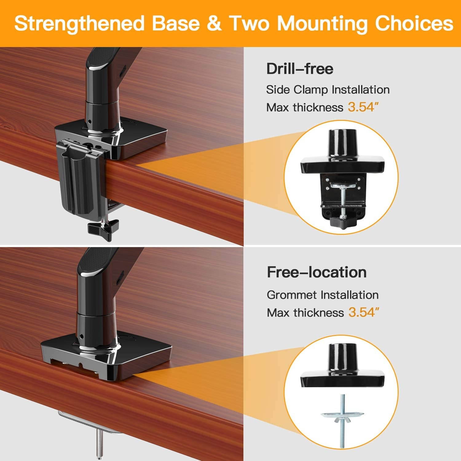 22-35&rdquo; Premium Single Monitor Stand Mount, Ultrawide Computer Screen Desk Mount w/Full Motion Gas Spring Arm, Height/Tilt/Swivel/Rotation Adjustable, Holds from 6.6lbs to 26.5lbs