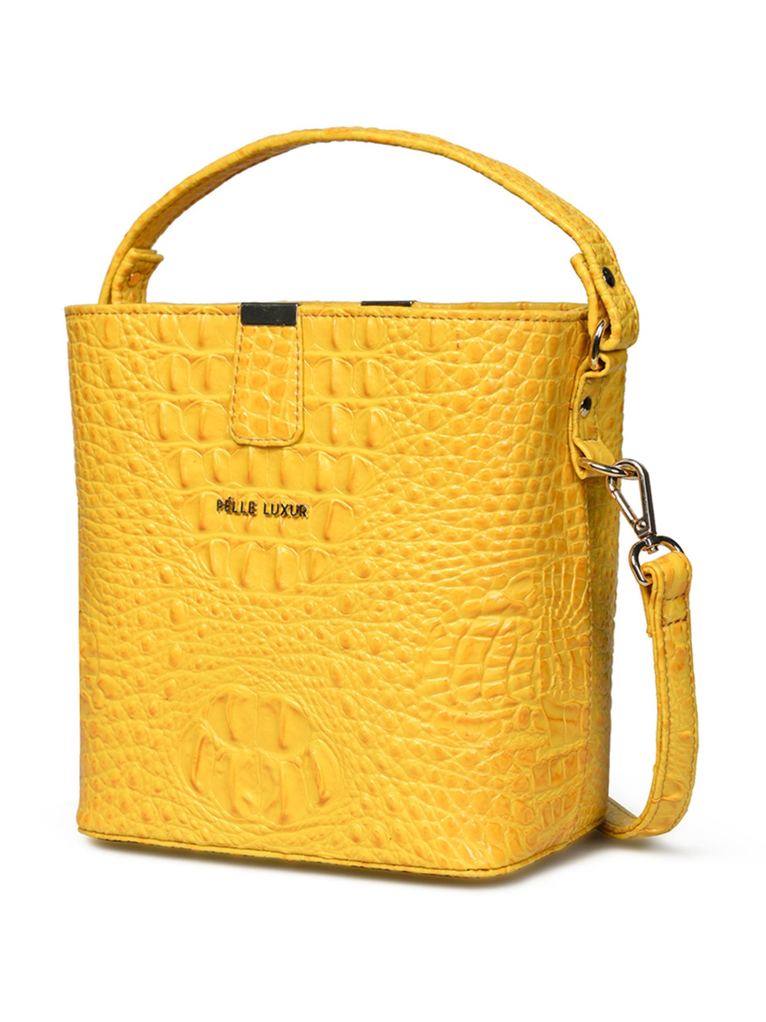 PELLE LUXUR Yellow Animal Effect Small Bucket Bag