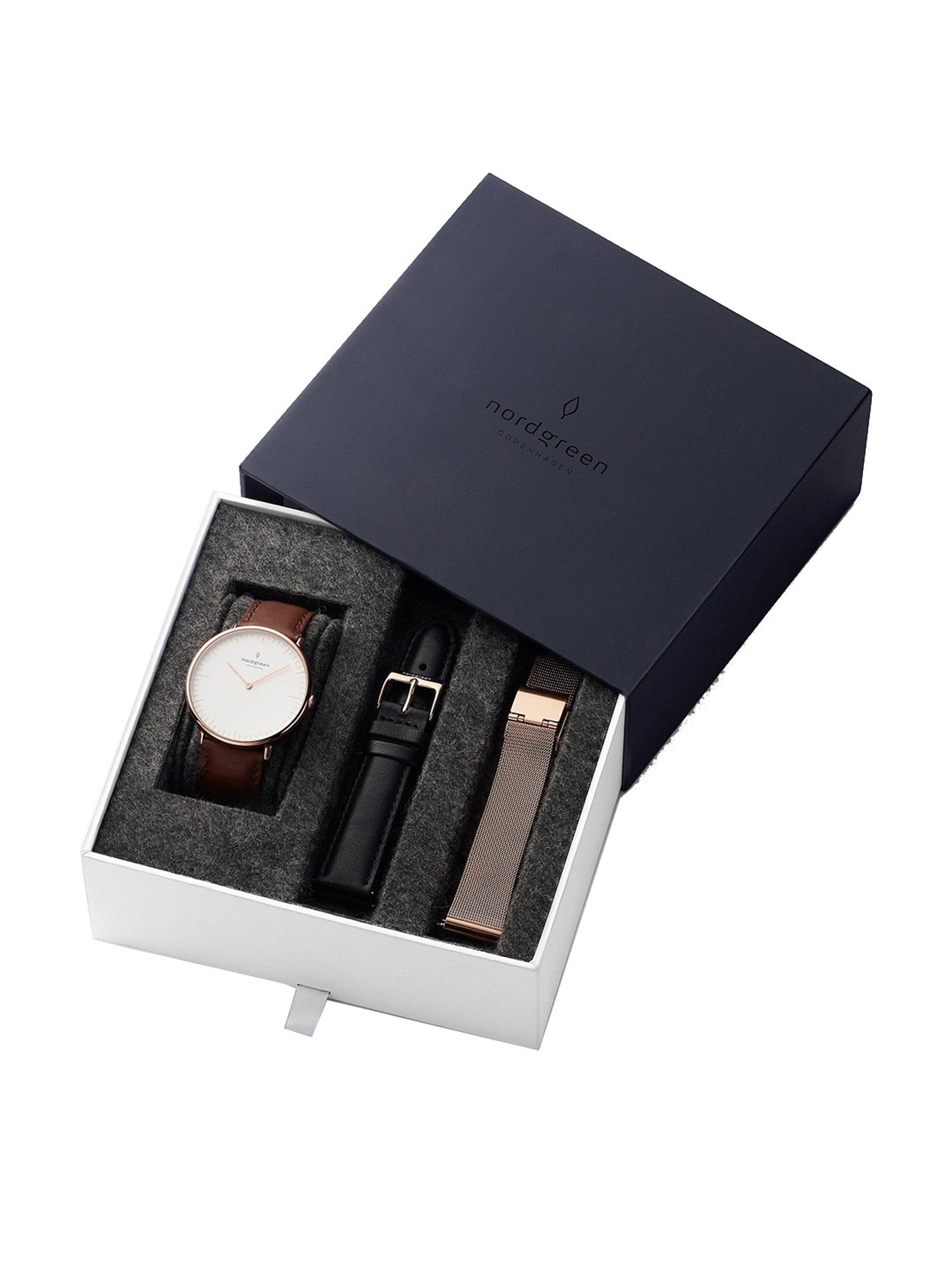 Nordgreen NR32RGXXLEBRLEBLMERO Native-Bundle Unisex Analog Watch with Strap Set Combo