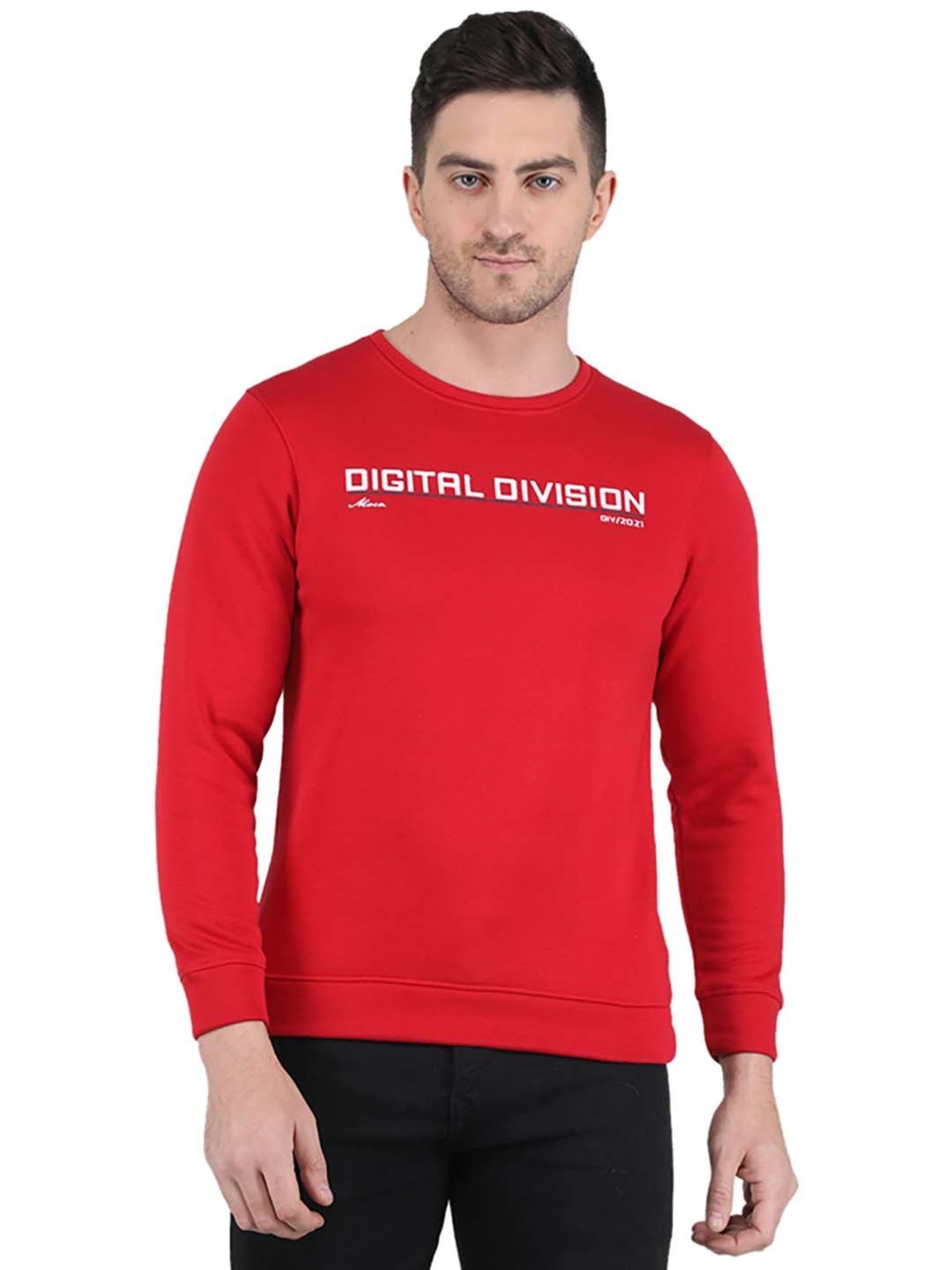 MOCA by Monte Carlo Red Regular Fit Printed Sweatshirt