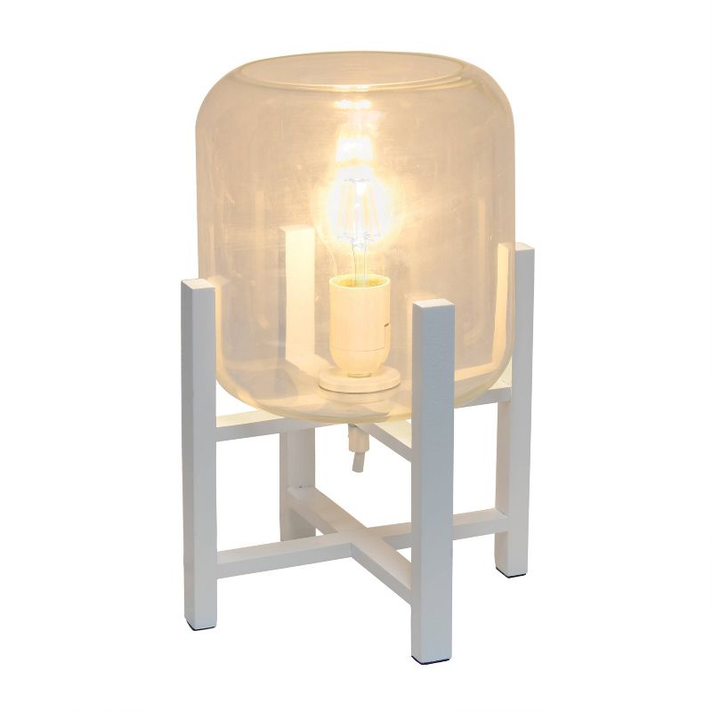 Wood Mounted Table Lamp with Glass Cylinder Shade White - Simple Designs