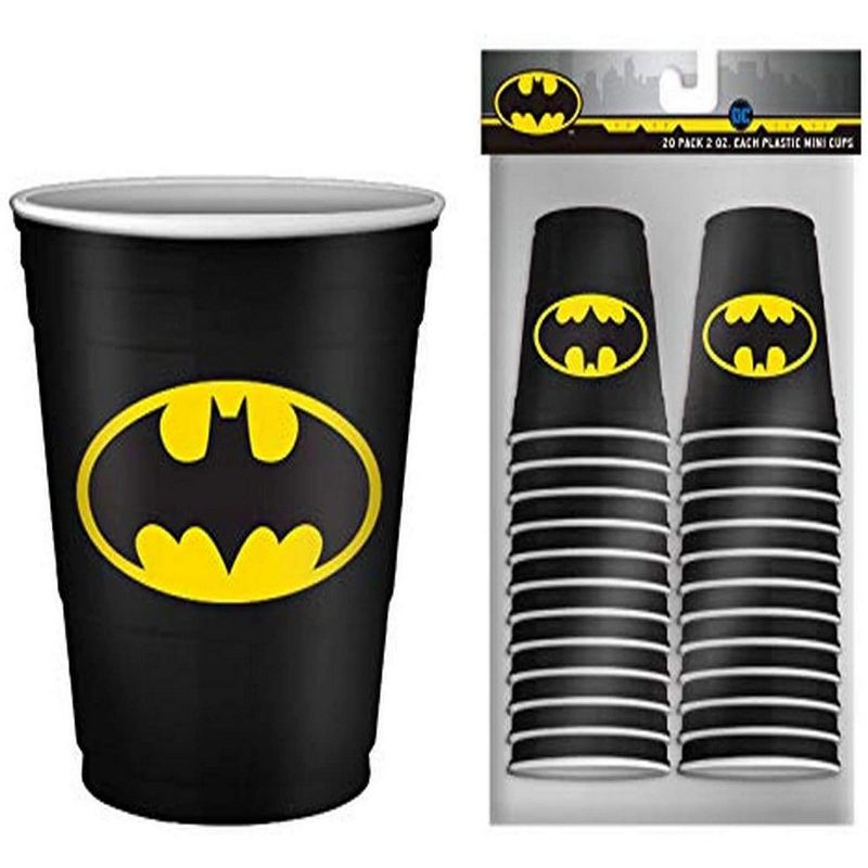 Silver Buffalo DC Comics Batman Logo 2oz Disposable Plastic Mini Cups | 20 Pack