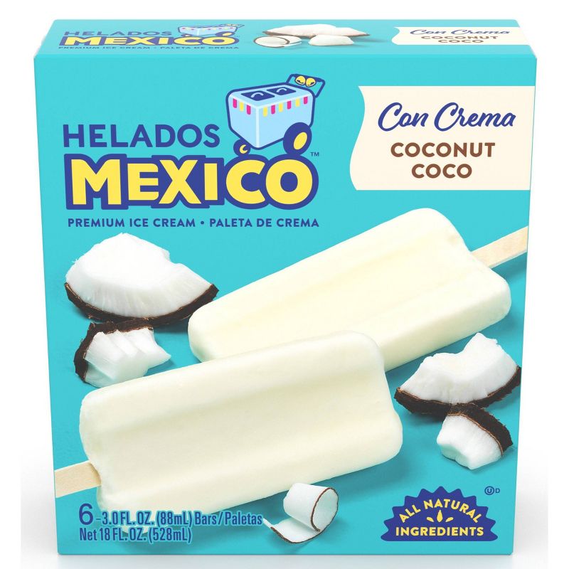 Helados Mexico Coconut Ice Cream Bars - 6ct