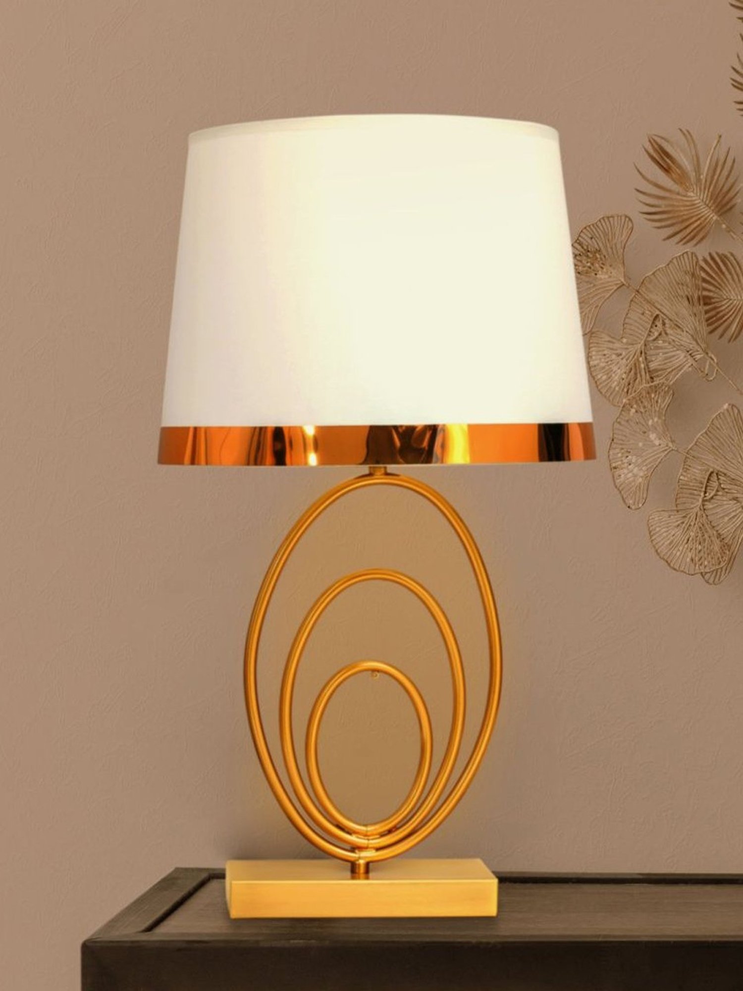 Kapoor Lamp Shades Brass & White Metal Fenerty Ultra Luxe Glam Table Lamp