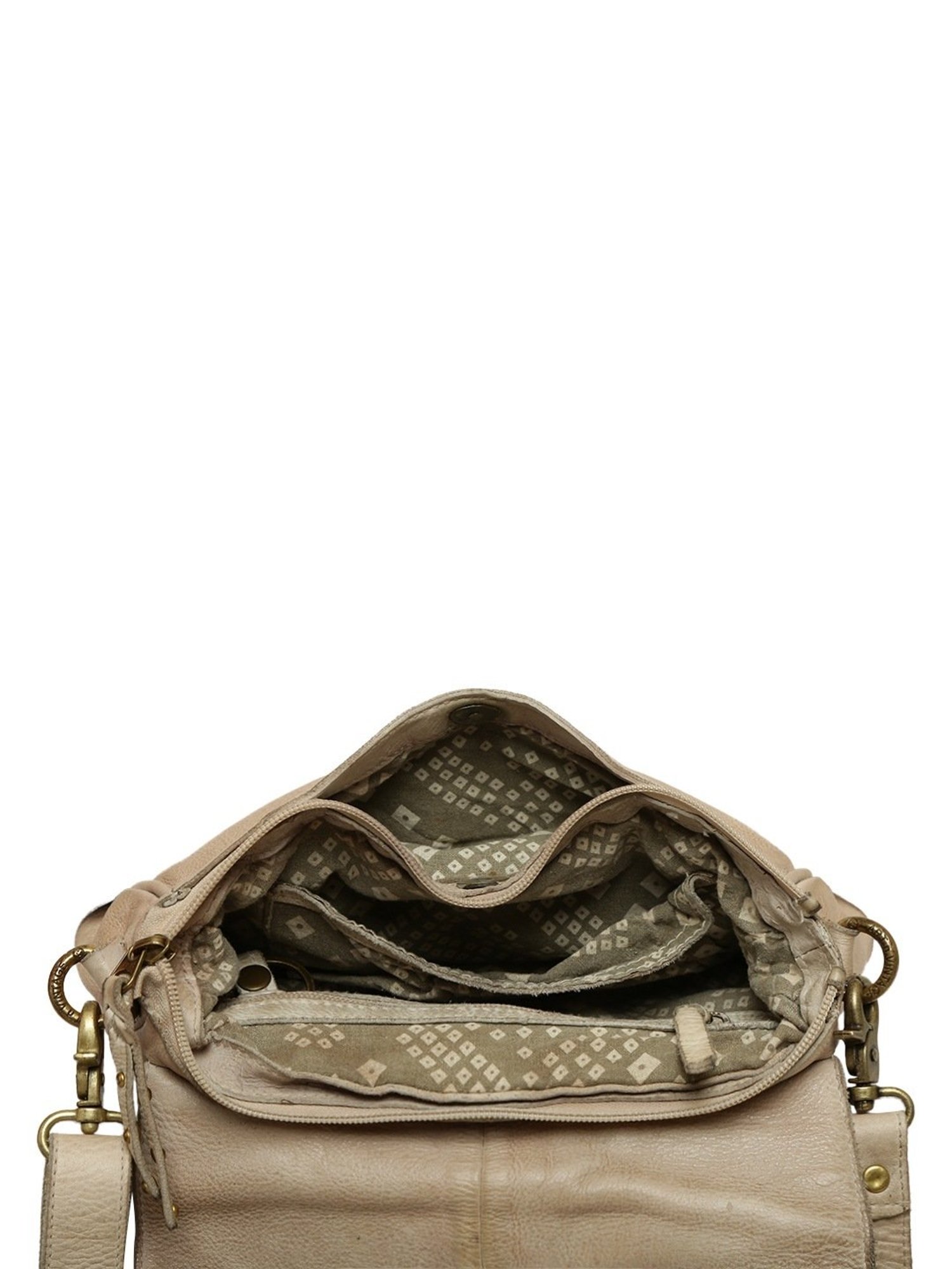 Art N Vintage Chin Cream Leather Textured Small Sling Handbag