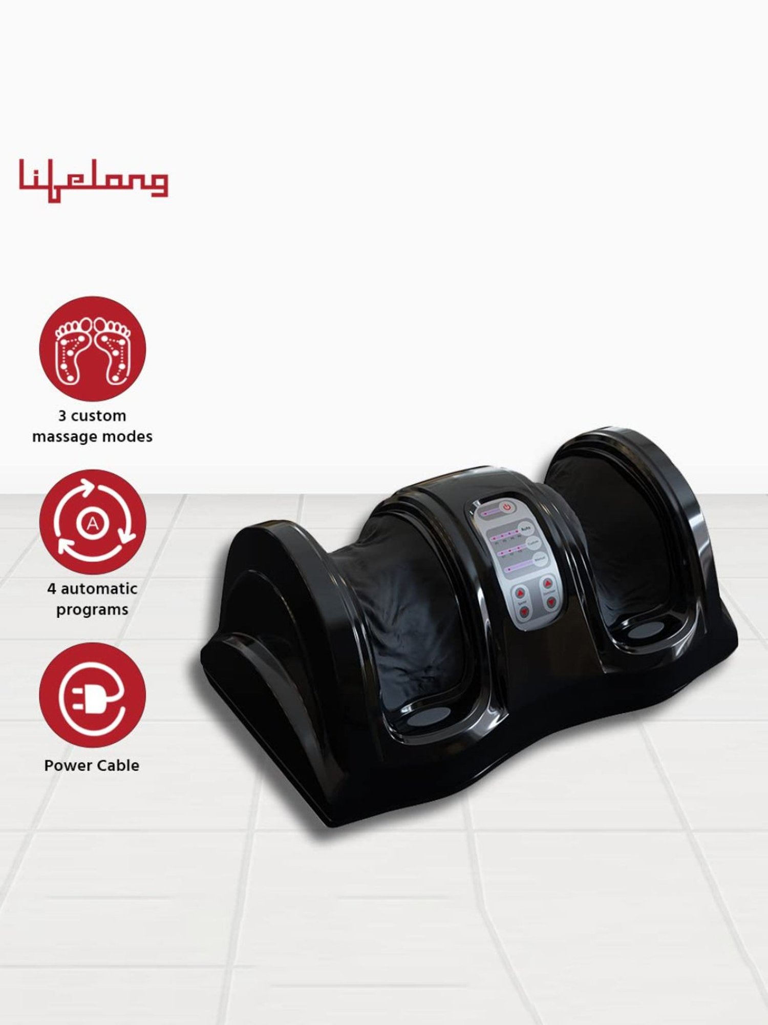 Lifelong LLM486 Foot Massager for Foot Pain with 4 Automatic Programs (Black)