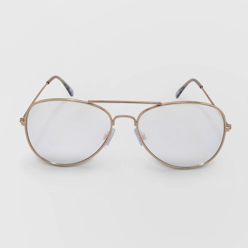 Women's Blue Light Filtering Aviator Glasses - Wild Fable™ Gold