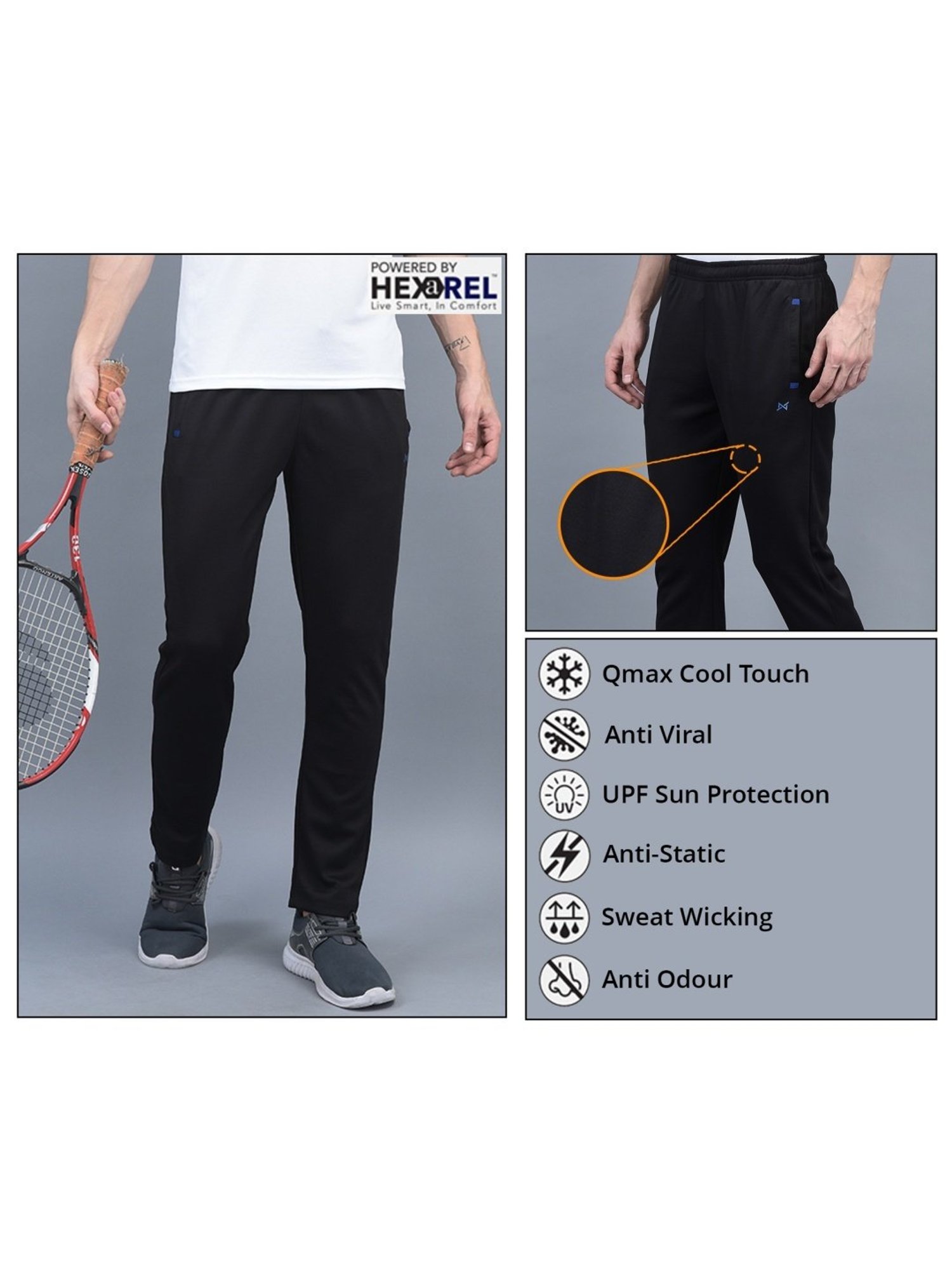 Force NXT Blue & Black Regular Fit Sports Trackpants - Pack Of 2