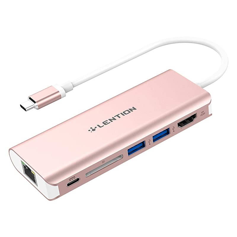USBC Digital AV Multiport Hub with 4K HDMI 2 USB 30 Card Reader Type C Charging Gigabit Ethernet Adapter Compatible 20202016 MacBook Pro New Mac AirSurface More CBC68 Rose Gold