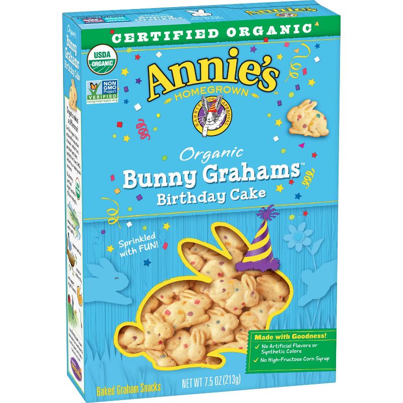 Annie's Organic Birthday Cake Bunny Grahams Baked Snacks - 7.5oz